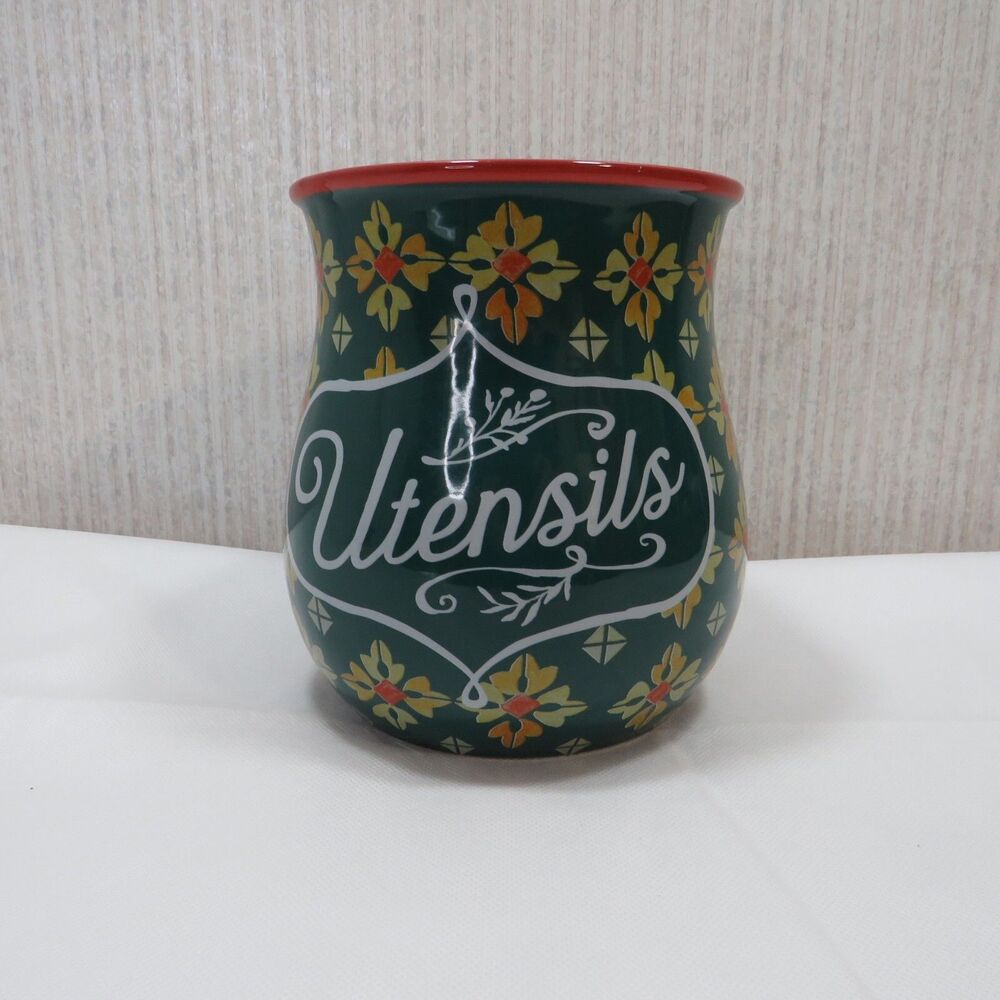 Pioneer Woman Large Belly 7-in Utensil Urn Green
